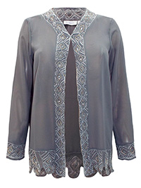Roamans DARK-GREY Bead & Sequin Embellished Jacket - Plus Size 18 to 30 (US 16W to 28W)