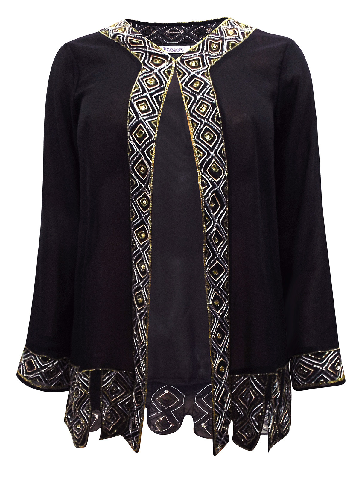 Roamans Roamans Black Bead And Sequin Embellished Jacket Plus Size 20 To 34 Us 18w To 3 