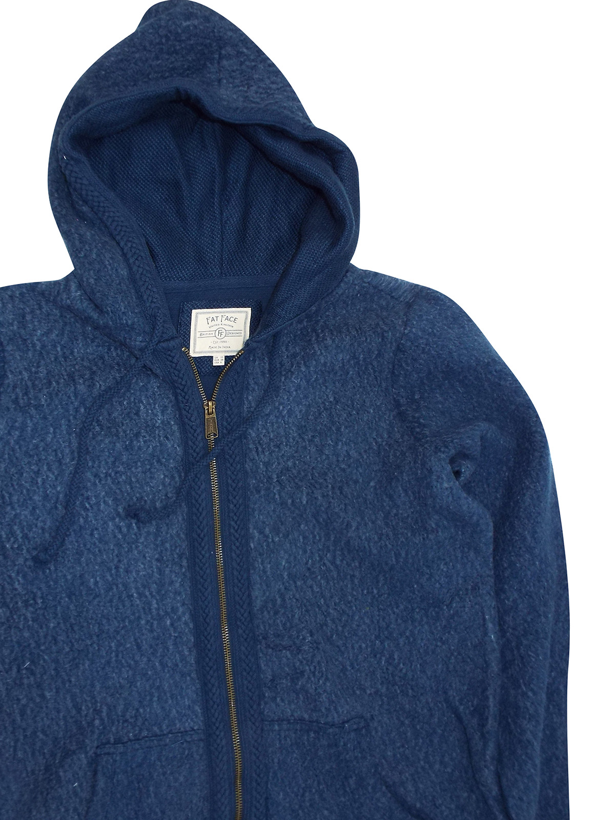 FAT FACE - - FatFace LIGHT NAVY Newbury Textured Zip Hoodie - Size 6 to 12