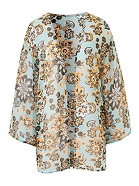 Capsule GREEN Floral Print Boxy Kimono - Plus Size 16 to 26