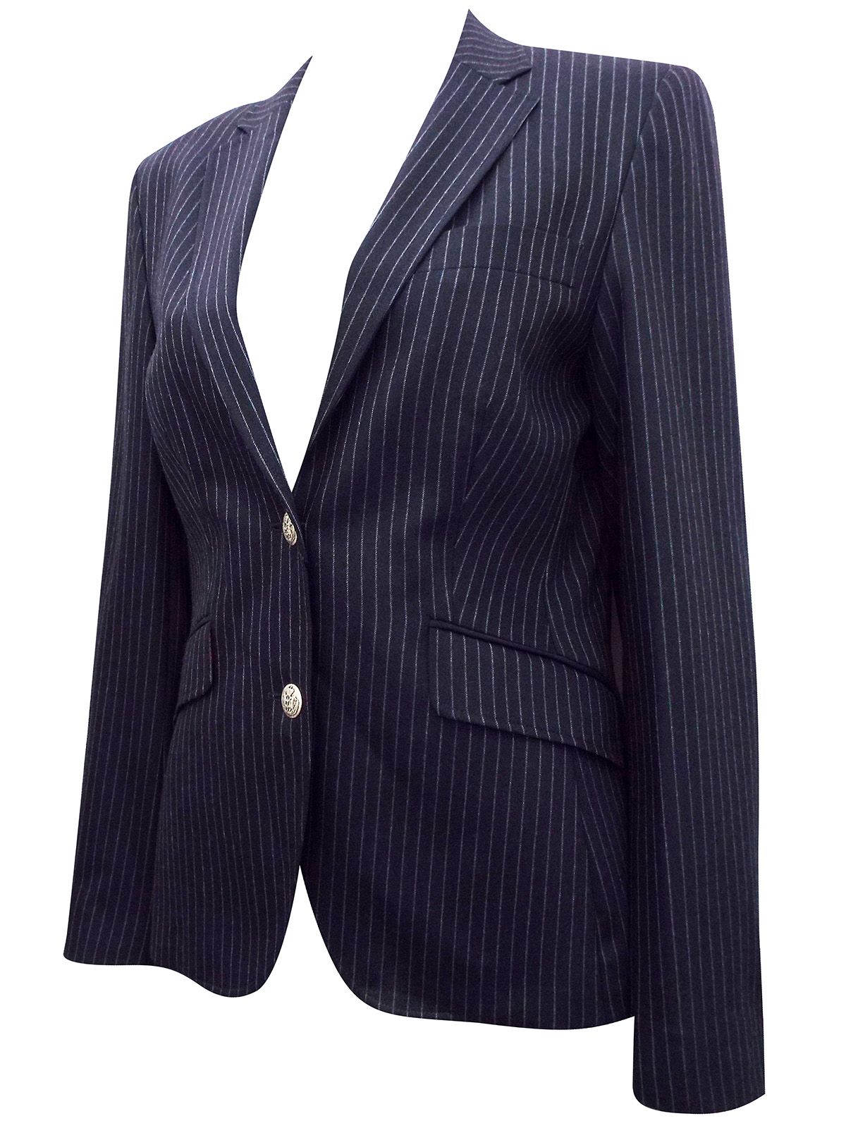 Turo Tailor - - Turo Tailor BLACK Wool Blend Elbow Patch Striped Blazer ...