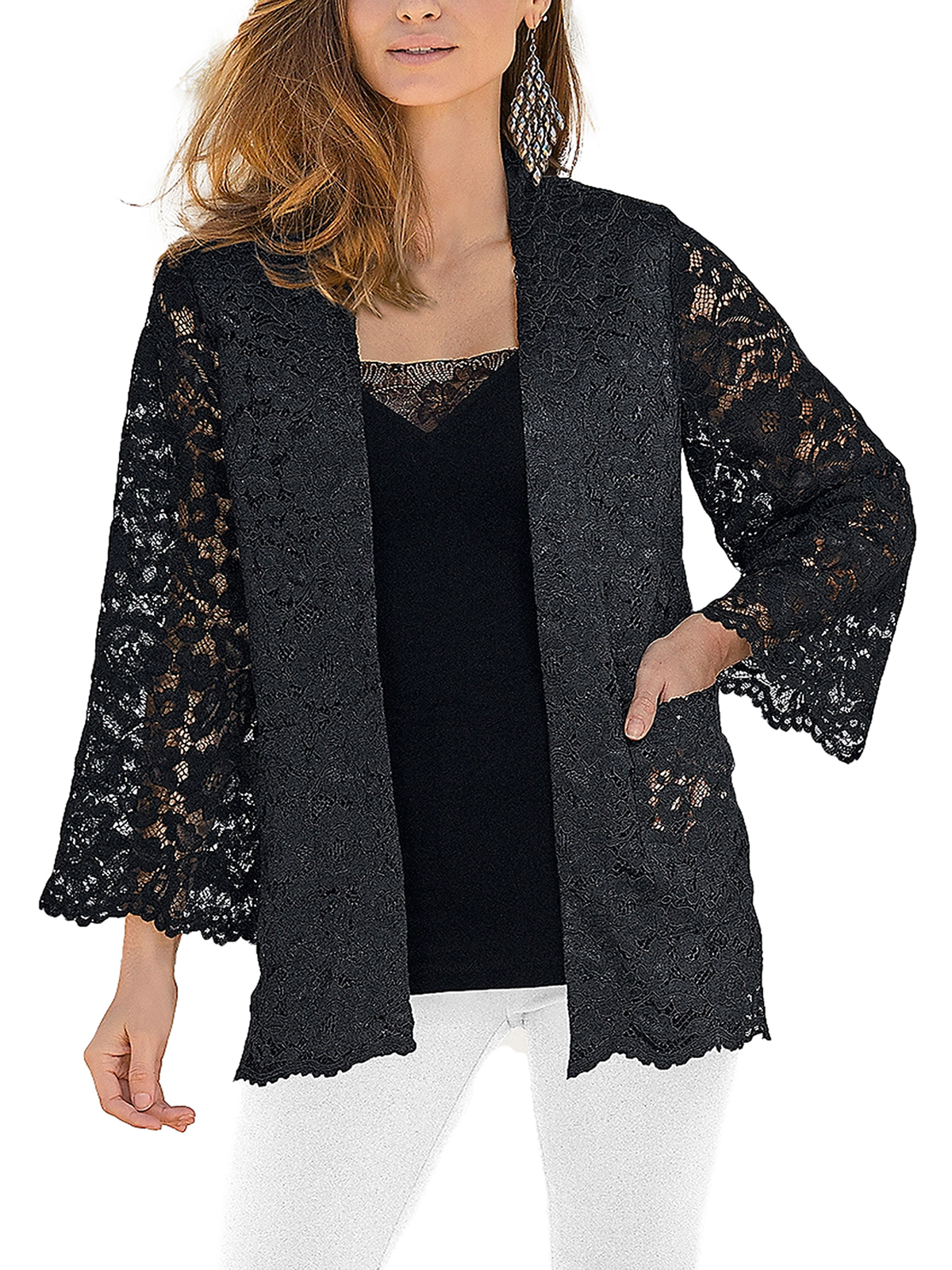 Together BLACK Lace Kimono Jacket Size 10 to 20