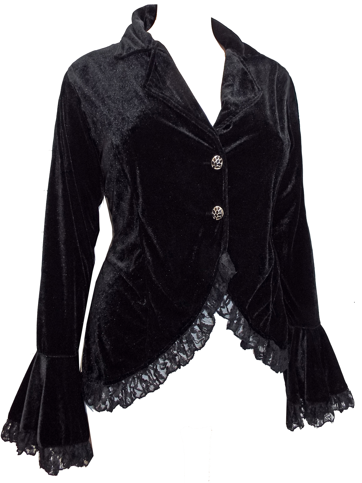 eaonplus BLACK Velvet Lace-Up Gothic Bell Sleeve Jacket - Plus Size 18/ ...