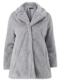 GREY Alexis Faux Fur Coat Jacket - Plus Size 16/18 (EU 42/44)