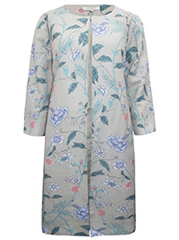 E4ST STONE Linen Blend Floral Print Longline Jacket - Size 10 to 20