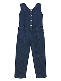 WS Girls INDIGO Pure Cotton Sleeveless Jumpsuit - Age 3/4Y to 9/10Y