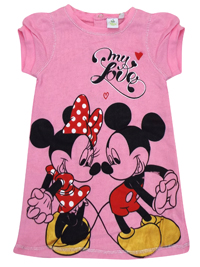 Disney Girls PINK Cotton Blend Minnie & Mickey Mouse Print Dress - Age 6m to 23m