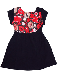 M0nsoon BLACK Crinkle Cotton Floral Panel Cap Sleeve Tunic Dress - Age 3/4yrs to 6/7yrs M0nsoon BLACK Crinkle Cotton Floral Panel Cap Sleeve Tunic Dress - Age 3/4yrs to 6/7yrs