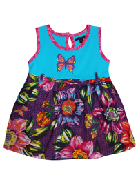 IKKS BLUE Pure Cotton Sleeveless Printed Butterfly Belted Tunic Dress - Age 2/3yrs to 4/5yrs IKKS BLUE Pure Cotton Sleeveless Printed Butterfly Belted Tunic Dress - Age 2/3yrs to 4/5yrs