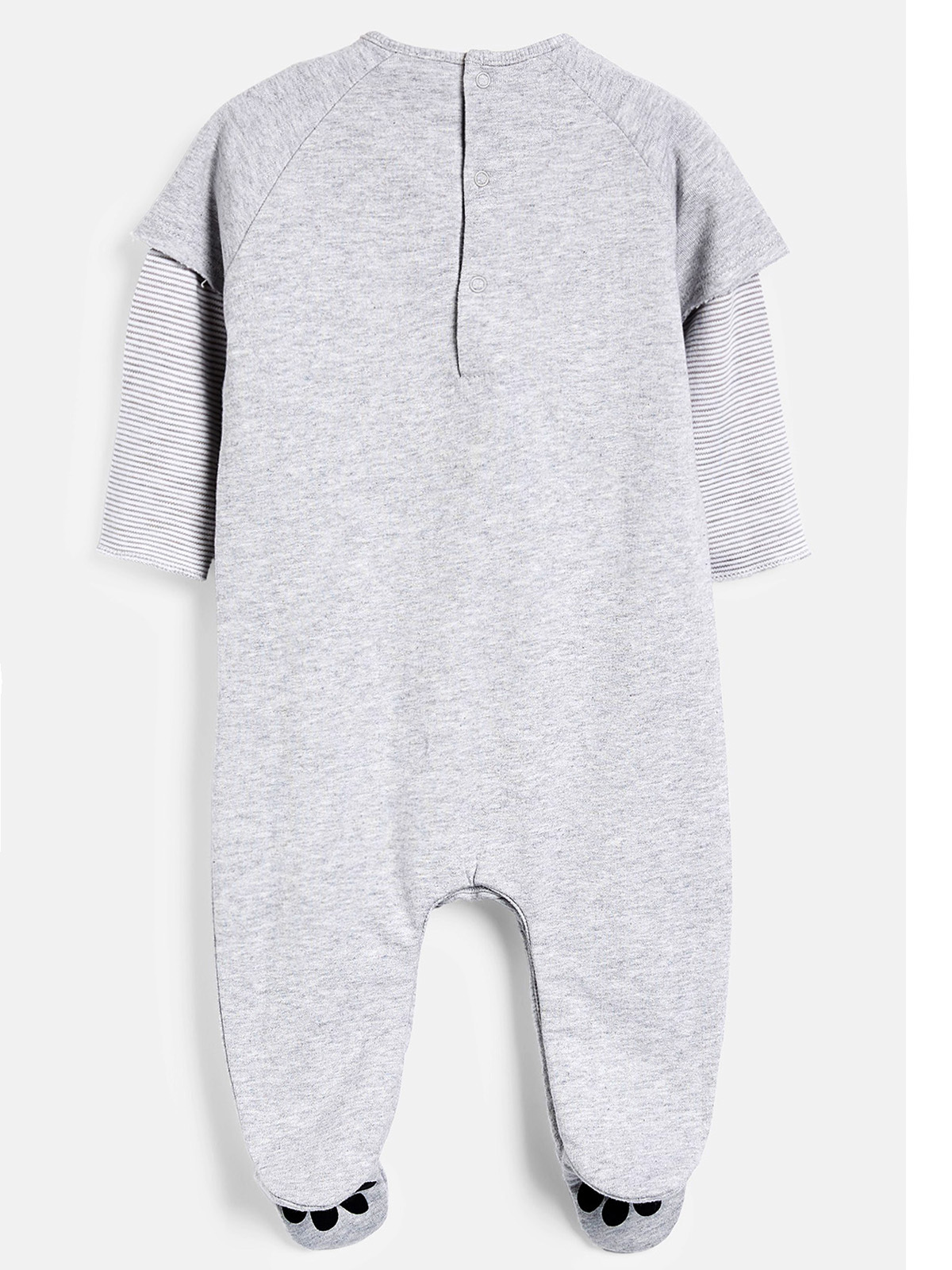 N3XT GREY Unisex Baby Striped Sleeve Teddy Bear Sleepsuit - Size 1M to ...