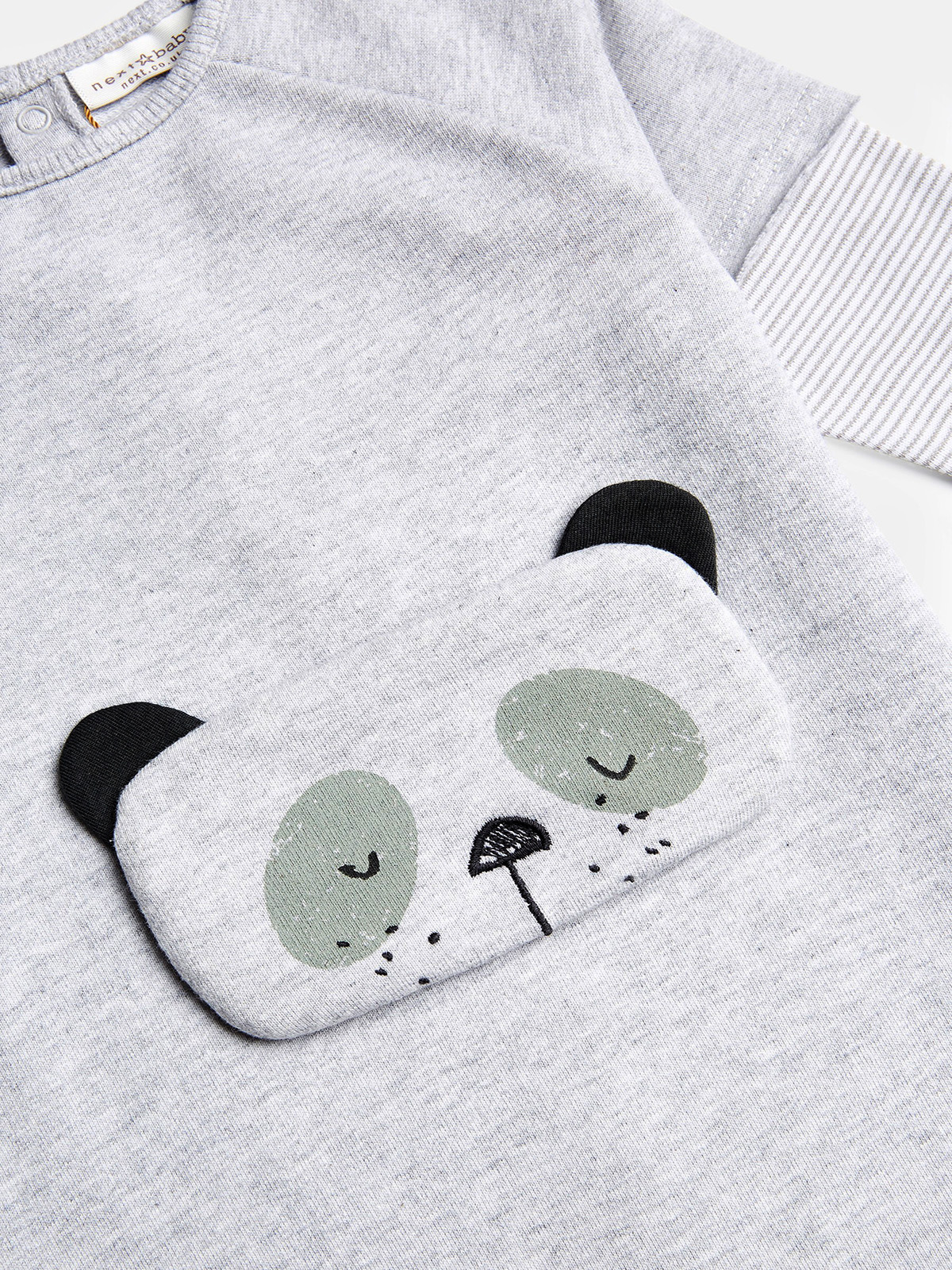 N3XT GREY Unisex Baby Striped Sleeve Teddy Bear Sleepsuit Size 1M to