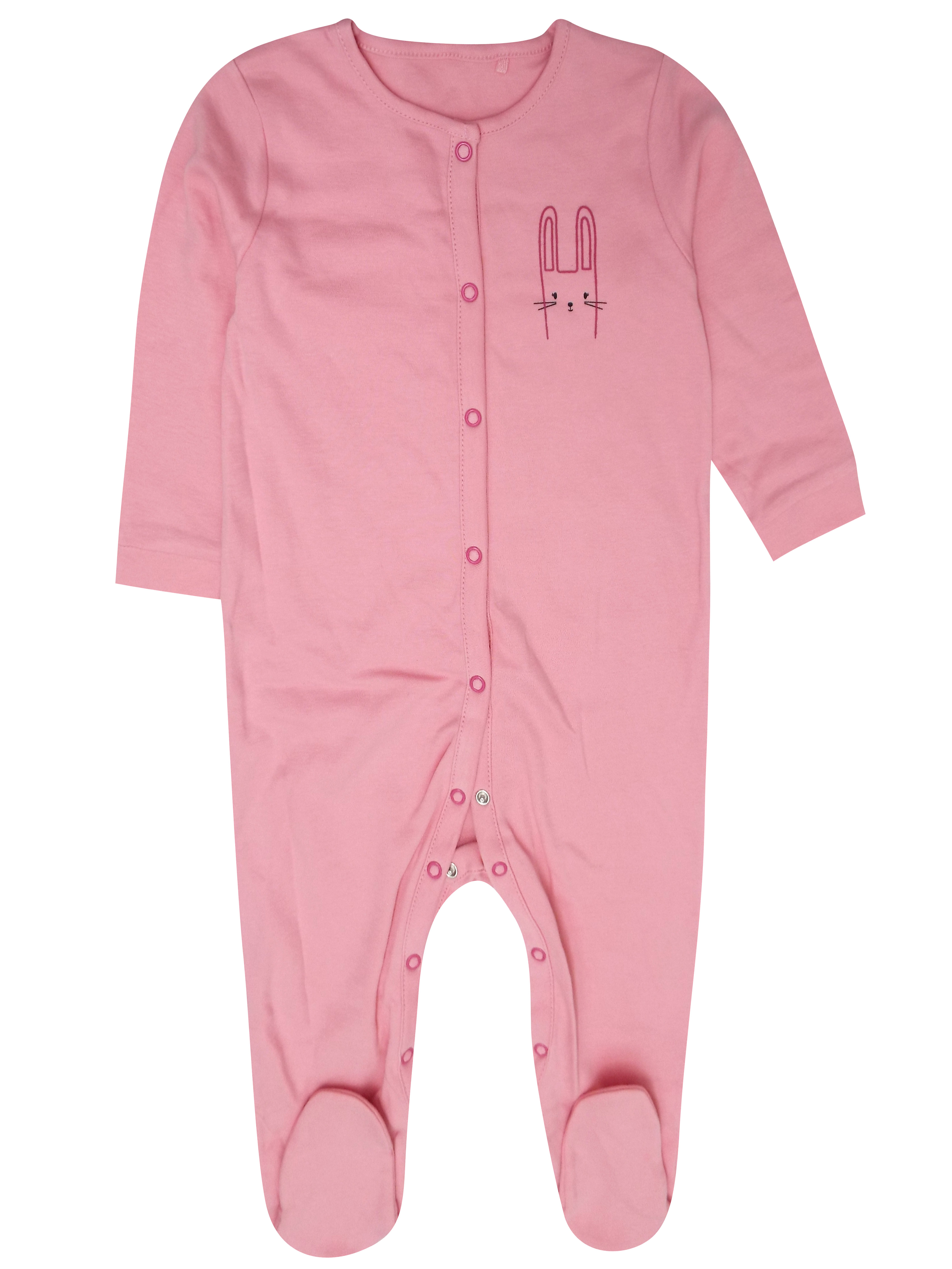 N3XT PINK Baby Girls Pure Cotton Bunny Sleepsuit - Size 12/18M