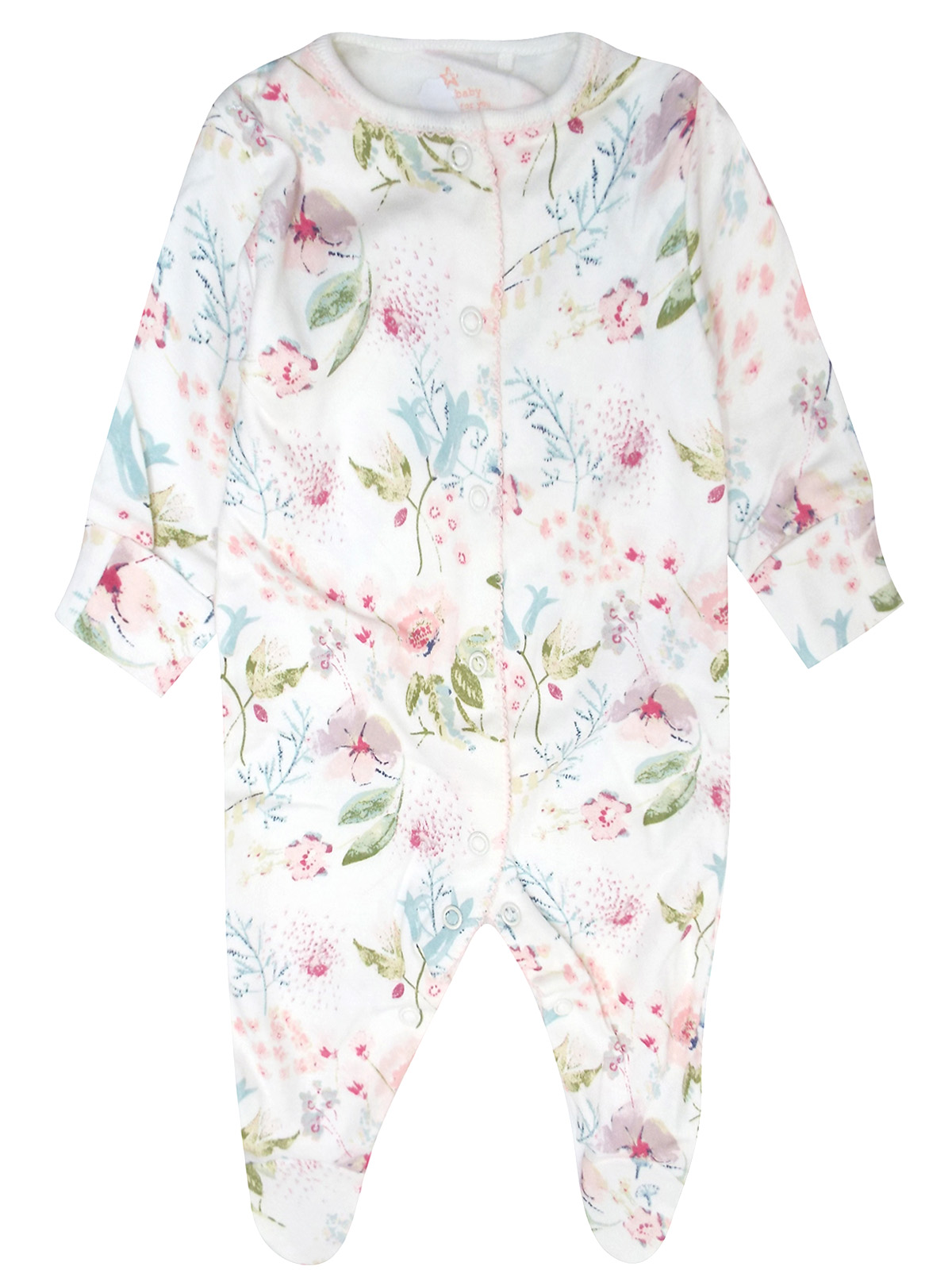 N3XT WHITE Baby Girls Pure Cotton Floral Print Sleepsuit - Size First ...
