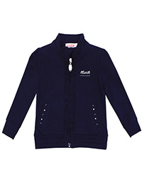 Mirtillo NAVY Girls Cotton Rich Frill Trim Zip Through Jacket - Age 9M to 18M Mirtillo NAVY Girls Cotton Rich Frill Trim Zip Through Jacket - Age 9M to 18M