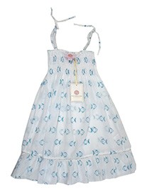 Bathsheba WHITE Girls Pure Cotton Fish Print Smocked Dress - Age 4/5Y to 10/11Y Bathsheba WHITE Girls Pure Cotton Fish Print Smocked Dress - Age 4/5Y to 10/11Y