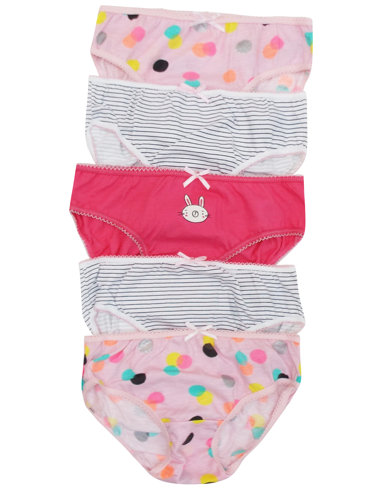 Wholesale Mothercare clothing and lingerie - - M0THERCARE PINK 5-Pack Pure  Cotton Stars & Stripes Printed Briefs - Age 1.5/2Y t