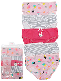 M0THERCARE PINK 5-Pack Pure Cotton Stars & Stripes Printed Briefs - Age 1.5/2Y to 5/6Y