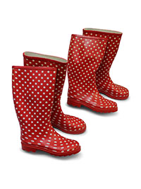 RED Spot Print Mid Calf Wellies - Shoe Size 4 to 5