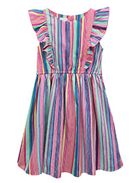 MSN MULTI Girls Striped Frill Detail Dress - Age 3Y to 14/15Y