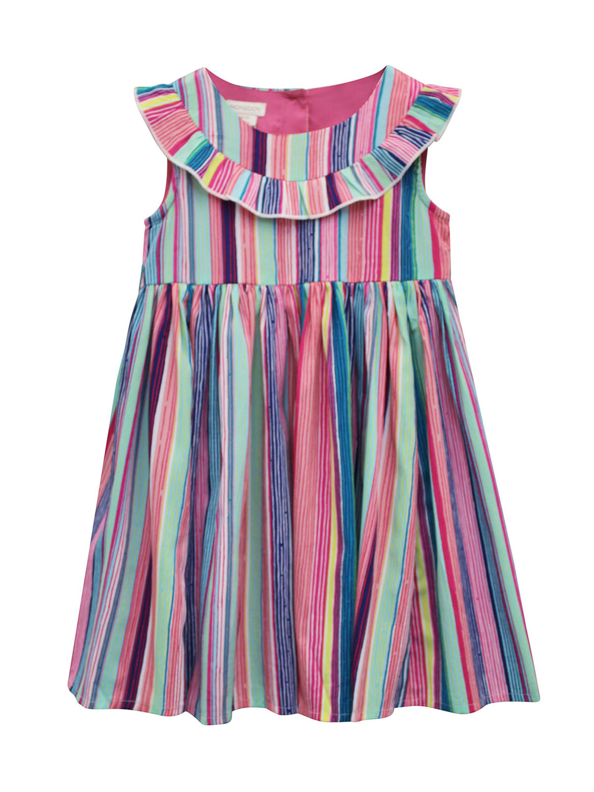MULTI Younger Girls Striped Frill Detail Dress - Age 6/12M to 18/24M