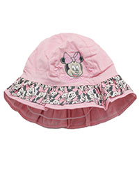PINK Baby Girls Minnie Mouse Frill Brim Bucket Hat - Age 12/18M to 18/36M (48 to 50)