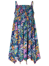 MSN NAVY Girls Strappy Floral Print Hanky Hem Dress - Age 5/6Y to 14/15Y