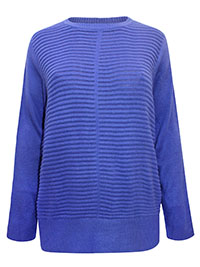 BLUE Ribbed Knit Jumper - Plus Size 26 to 28