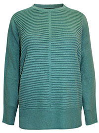 GREEN Ribbed Knit Jumper - Plus Size 22 to 28