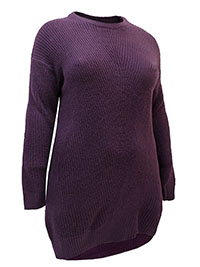 AUBERGINE Chunky Knitted Jumper - Plus Size 14/16 to 34/36