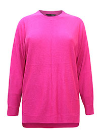 PINK Front Seam Detail Knitted Jumper - Plus Size 14/16 to 34/36