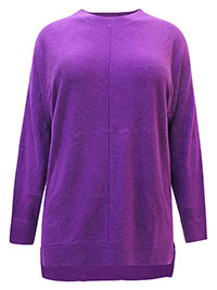 PURPLE Front Seam Detail Knitted Jumper - Plus Size 14/16 to 34/36