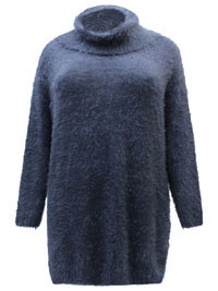 GREY Fluffy Knit Cowl Neck Jumper - Plus Size 14 to 26/28