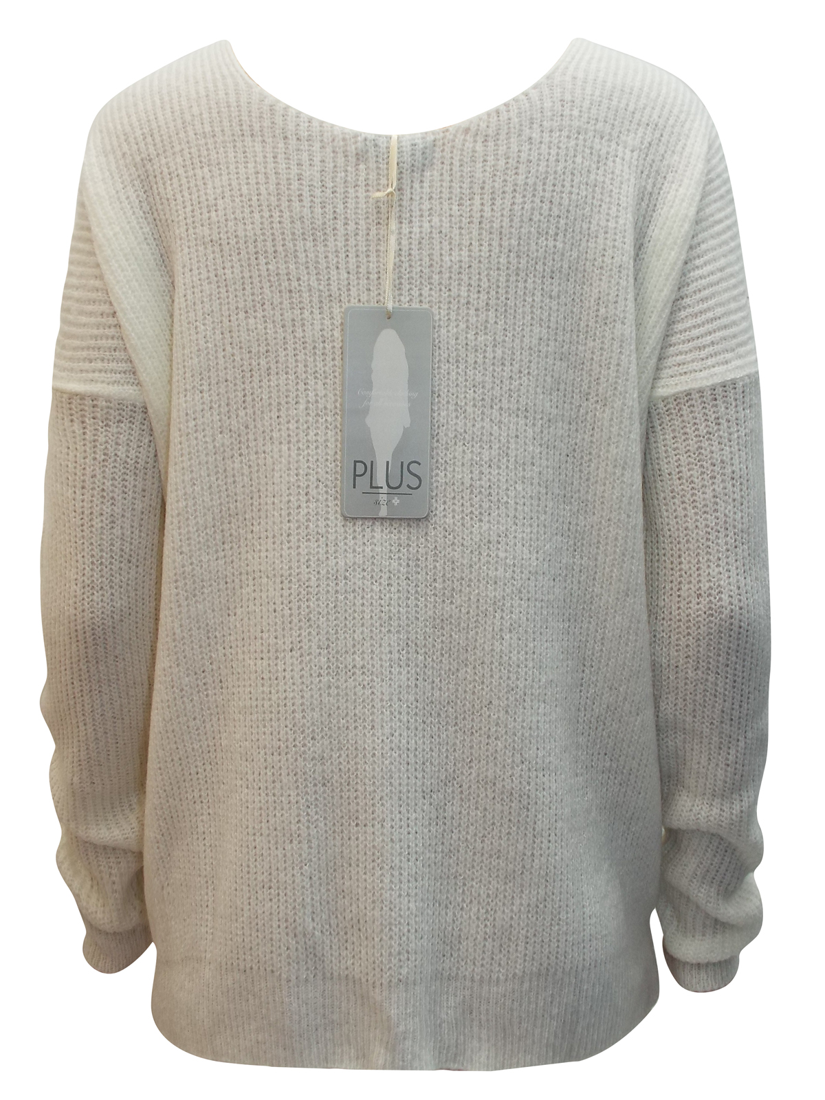 PLUS Plus CREAM Super Soft Knitted Boxy Long Sleeve Jumper Plus