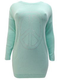 BPC Selection MINT Peace Sign Embellished Knitted Jumper - Size 10/12 to 30/32 BPC Selection MINT Peace Sign Embellished Knitted Jumper - Size 10/12 to 30/32