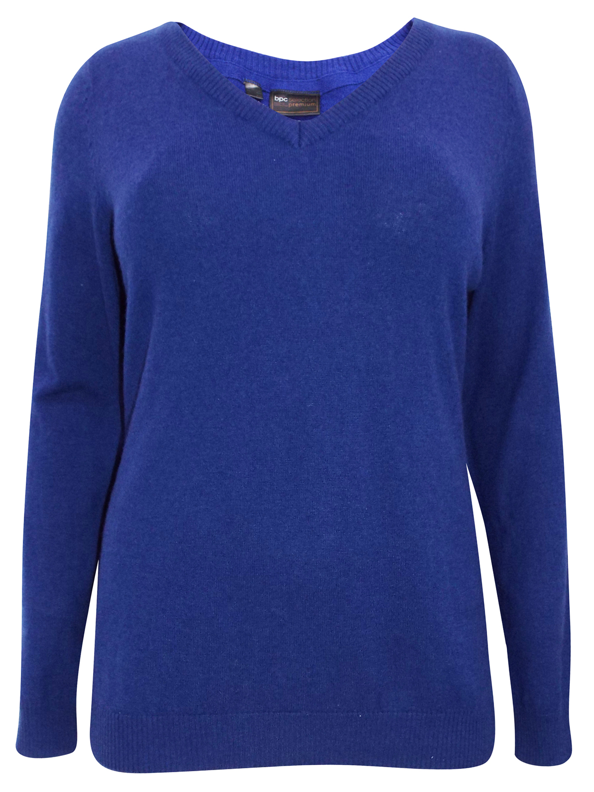 BPC Selection - - BPC Selection BLUE Wool Blend V-Neck Knitted Jumper ...