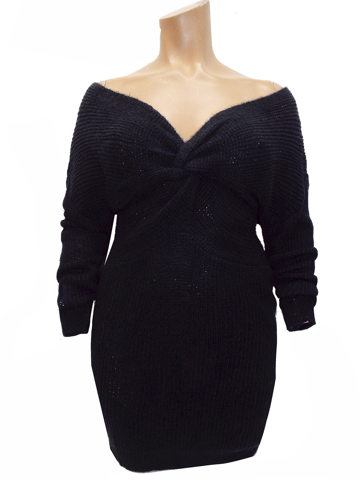 Missguided - - Missguided BLACK Sweeheart Twist Knitted Jumper Dress ...