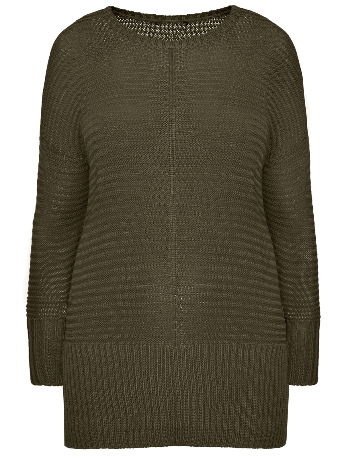 CURVE - - KHAKI Ribbed Knitted Jumper - Plus Size 16 to 30/32