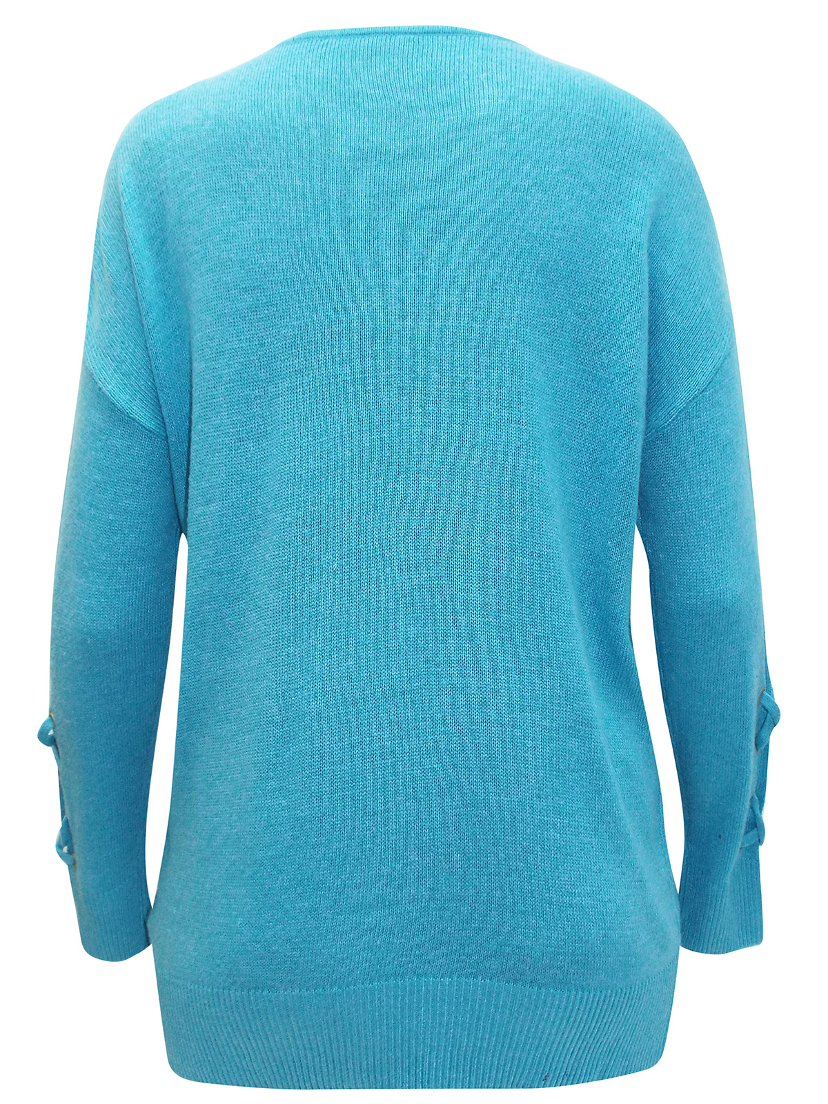 Bonmarché - - Bonmarché TURQUOISE Lattice Sleeve Knitted Jumper with ...