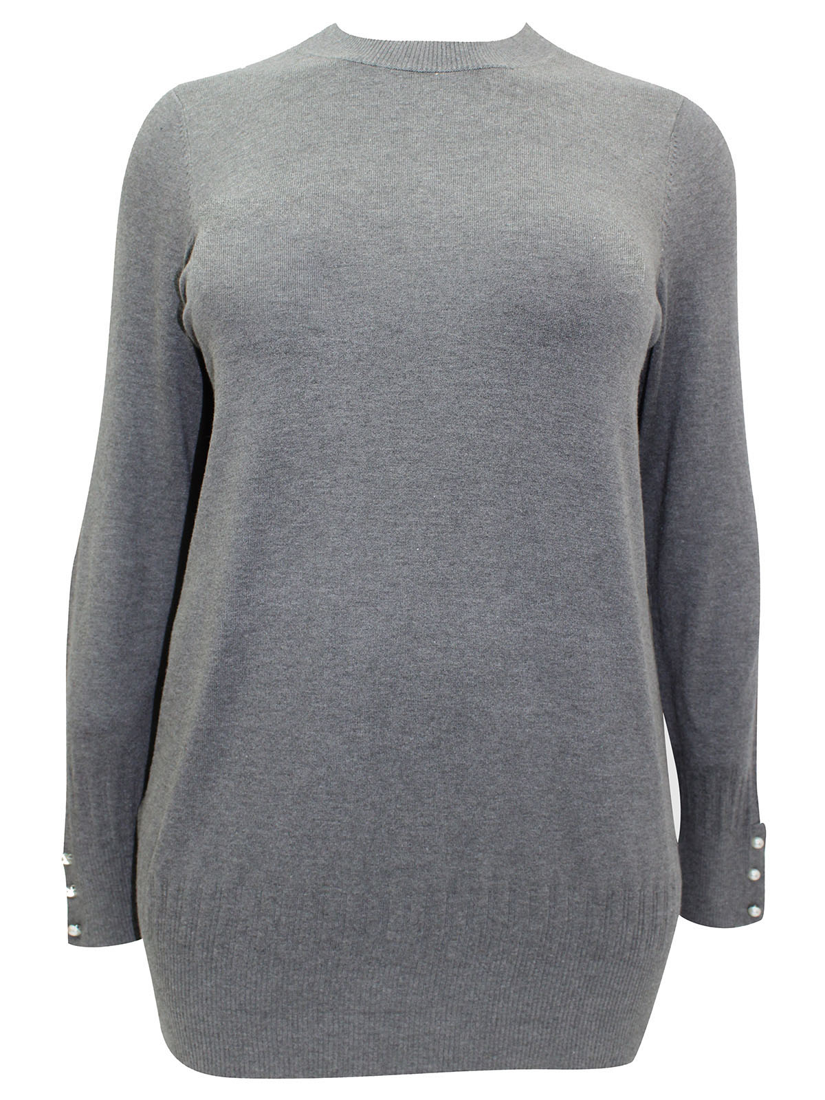 Dorothy Perkins D.P3rkins GREY Pearl Button Cuff Knitted Jumper Plus Size 18 to 28