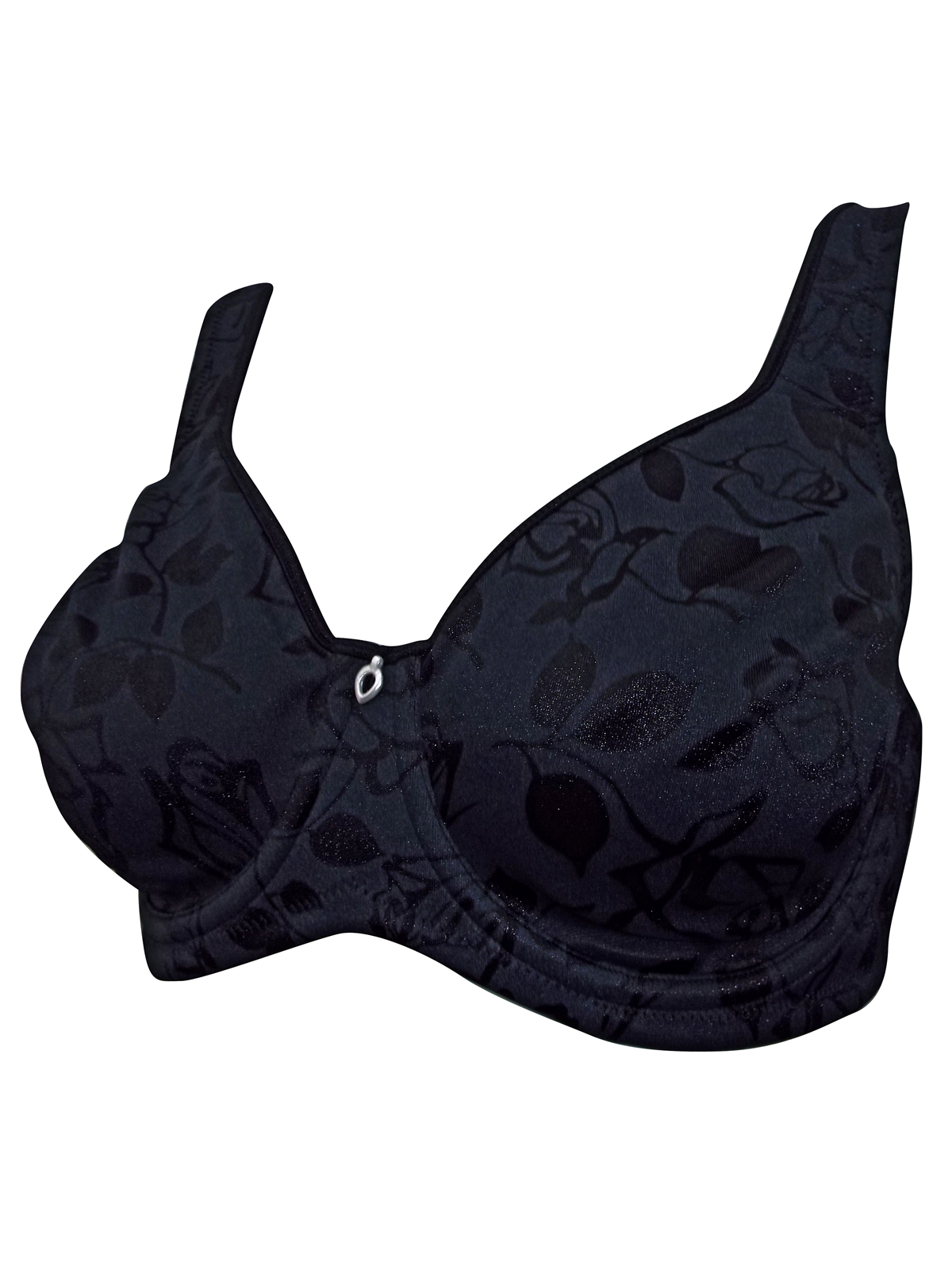Thea 42 Plus Black Jacquard Floral Non Padded Full Cup Bra Size 80 To 105 Uk 36 To 46