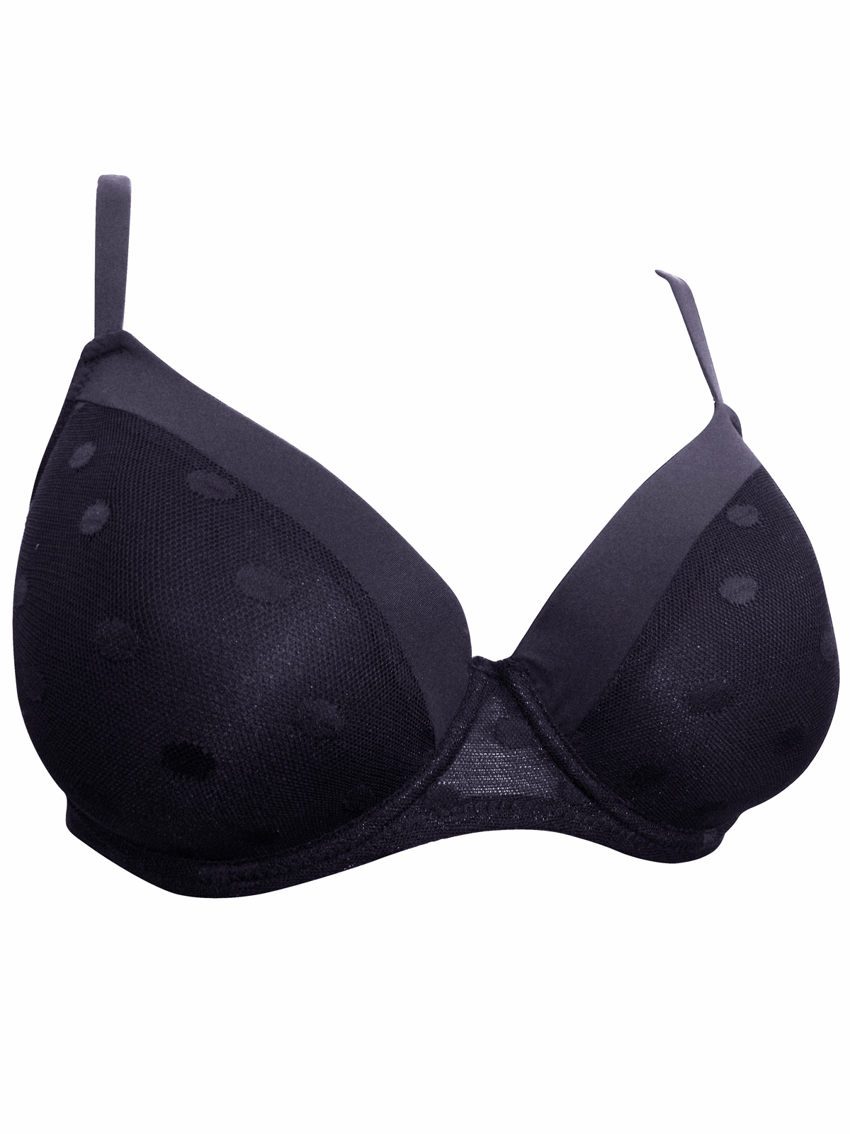 Trofe - - Trofe BLACK Spotted Mesh Padded Underwired Full Cup Bra ...