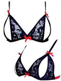 Ann Summers BLACK Fifi Lace Tie Back Peep Bra - Size Small to Medium Ann Summers BLACK Fifi Lace Tie Back Peep Bra - Size Small to Medium