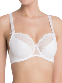 Naturana WHITE Floral Lace Wired Full Cup Bra - Size 32 to 34 (DD-E) Naturana WHITE Floral Lace Wired Full Cup Bra - Size 32 to 34 (DD-E)