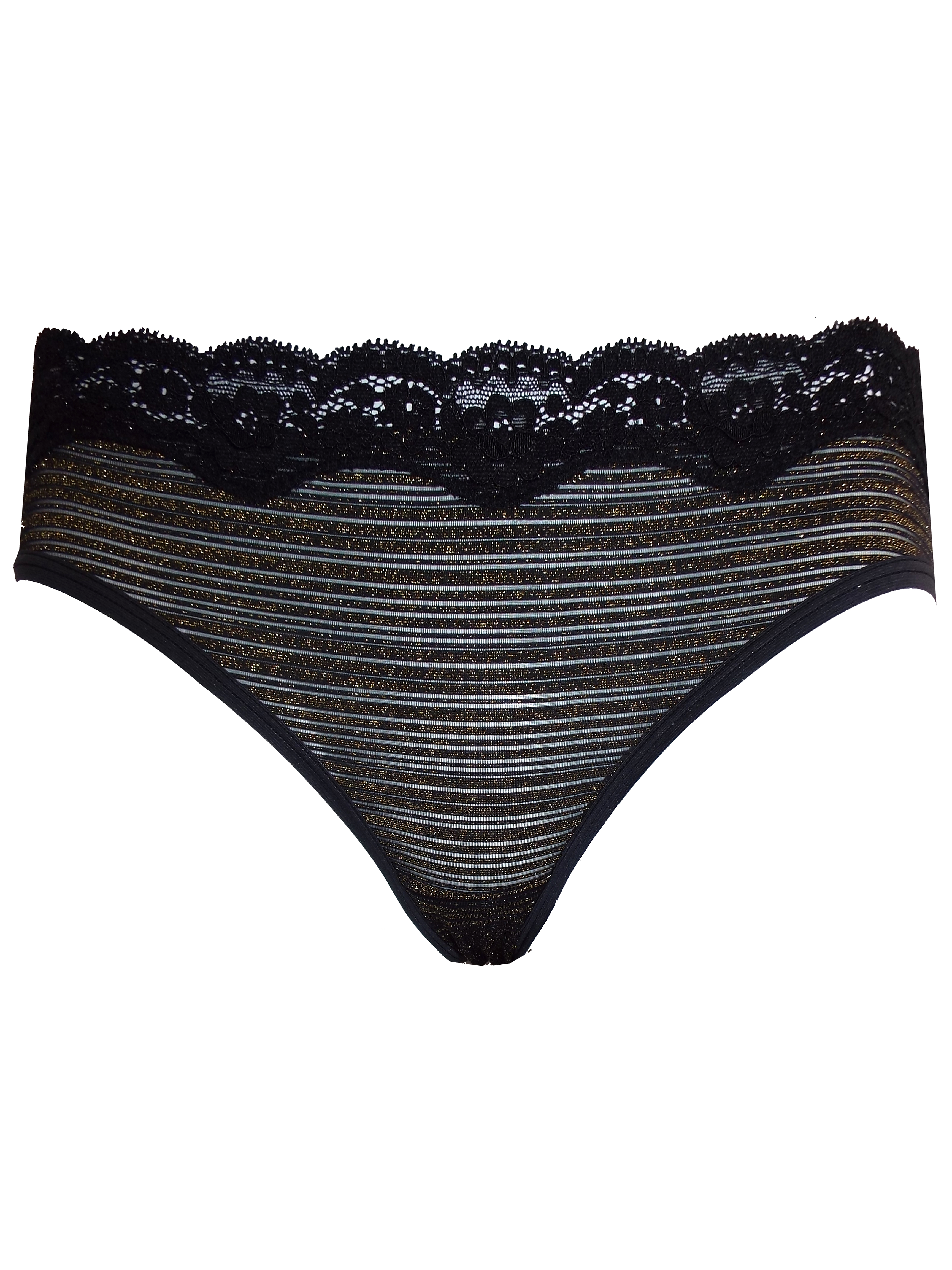 N3XT BLACK Lace Trim Burnout Shimmer Stripe Brazilian Knickers - Size ...