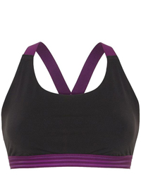 F&F BLACK Contrast Trim Cross Strap Medium Impact Sport Top - Size Small to XLarge F&F BLACK Contrast Trim Cross Strap Medium Impact Sport Top - Size Small to XLarge