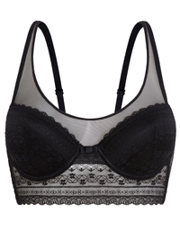 Oysho BLACK Floral Lace Padded Longline Bra - Size 32 to 36 (B-C) Oysho BLACK Floral Lace Padded Longline Bra - Size 32 to 36 (B-C)