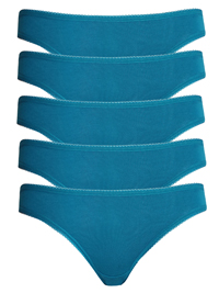 M&5 TEAL 5-Pack Cotton Rich Bikini Knickers - Size 8 and 16 M&5 TEAL 5-Pack Cotton Rich Bikini Knickers - Size 8 and 16