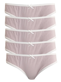 G3orge DUSTY-LILAC 5-Pack Cotton Rich Contrast Trim Bikini Knickers - Size 14 G3orge DUSTY-LILAC 5-Pack Cotton Rich Contrast Trim Bikini Knickers - Size 14