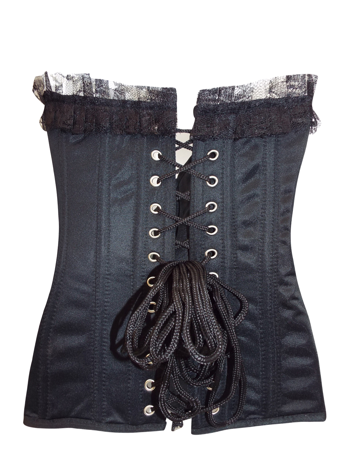 Wholesale Gothic, dress-up corsets - - BLACK Strapless Lace Ribbon
