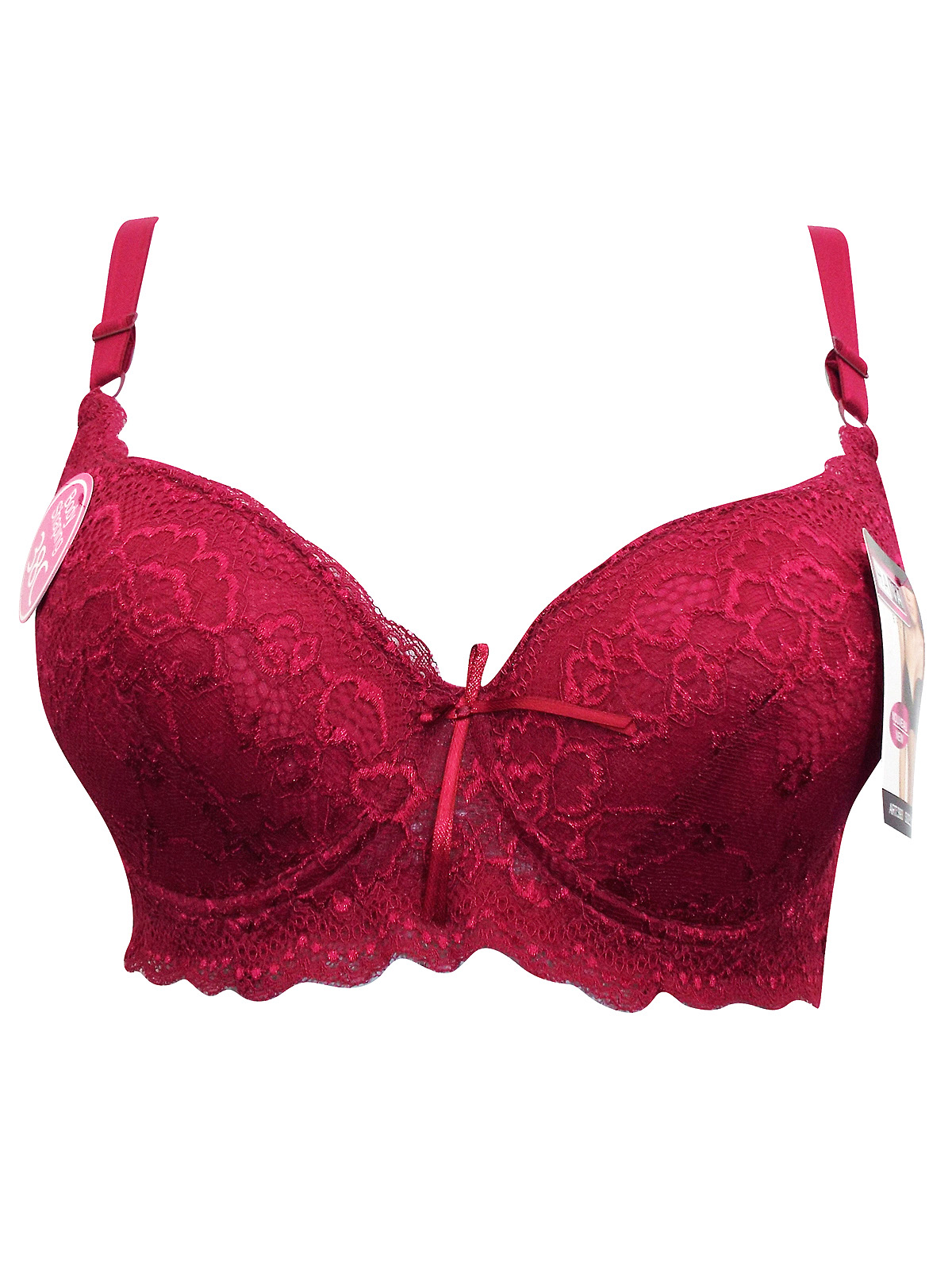 Hana - - Hana CHERRY Floral Lace Padded & Wired Full Cup Bra - Size 38 ...